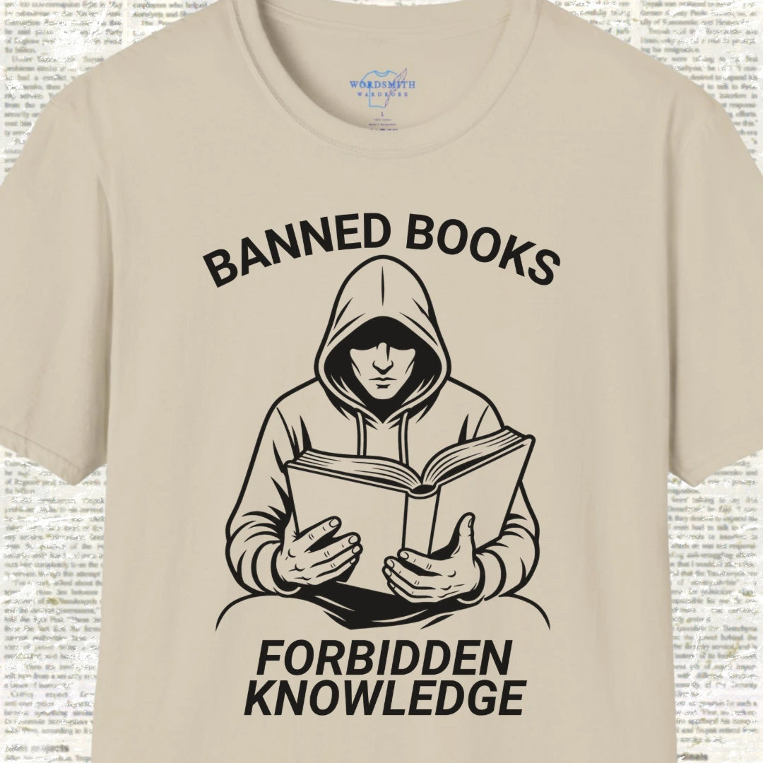 Banned Books, Forbidden Knowledge Shirt - Sand