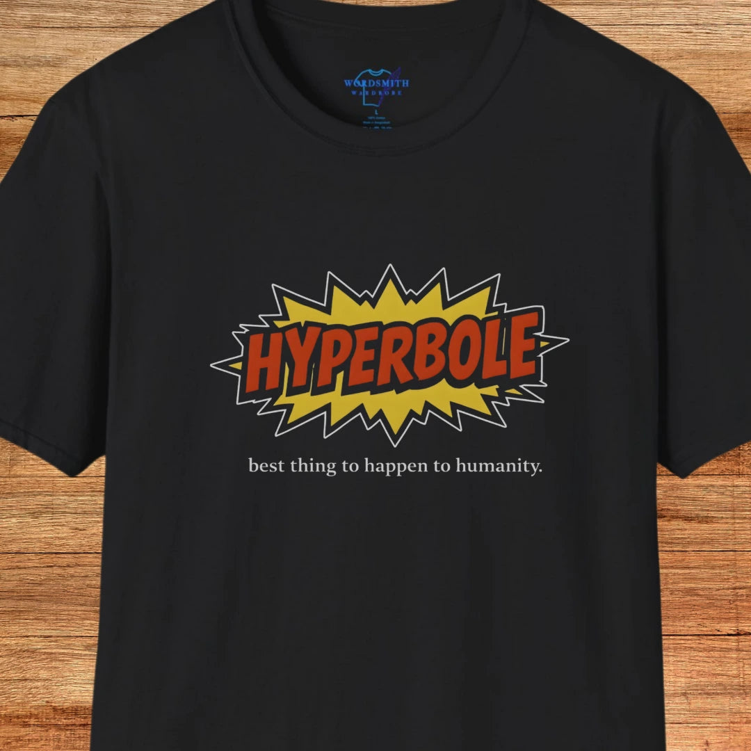 Hyperbole – Funny Grammar Shirt - Black