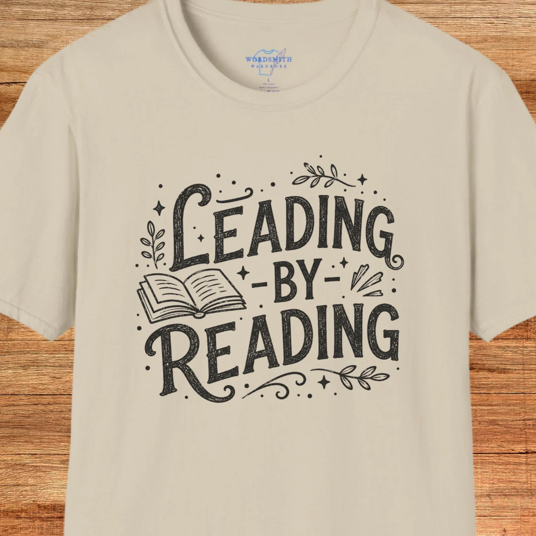 Leading by Reading – Book Lover Shirt - Sand