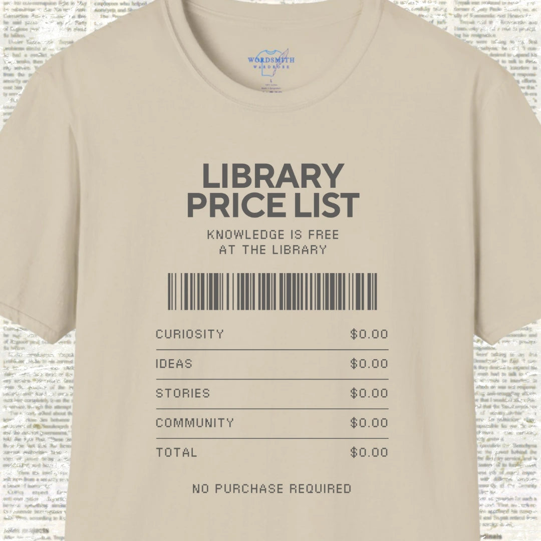 Library Price List T-Shirt - Sand