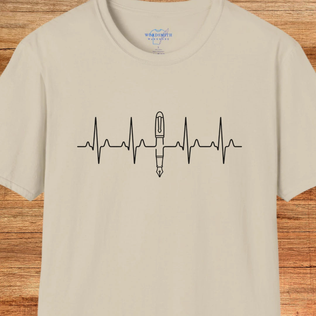 Writing Is Life – Heartbeat Pen Shirt - Sand