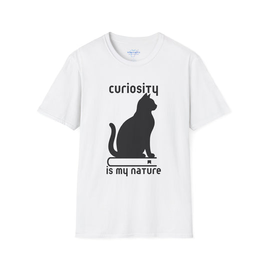 Curiosity Is My Nature – Cat & Book Minimalist Shirt