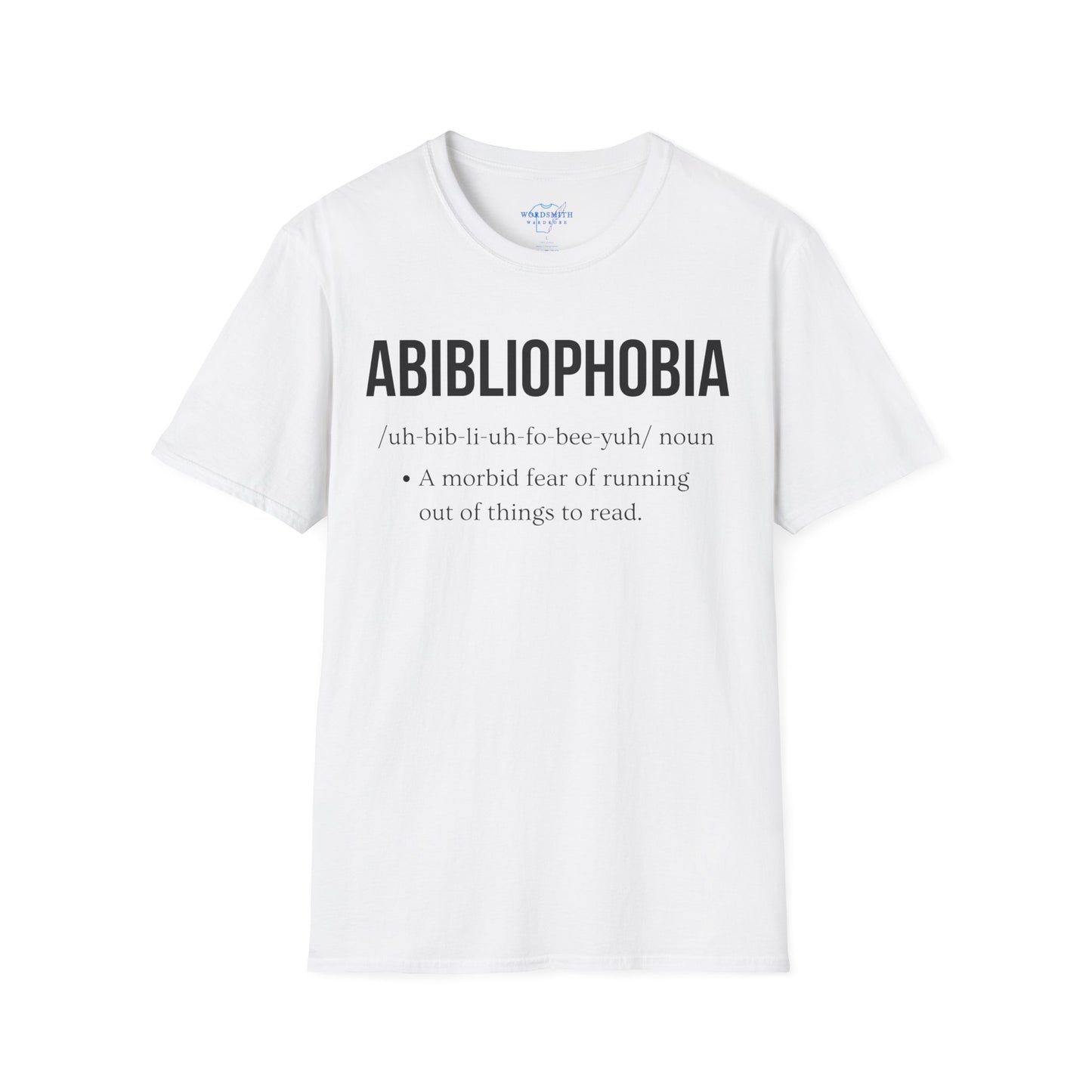 Abibliophobia Definition Shirt – Fear of Running Out of Books Tee
