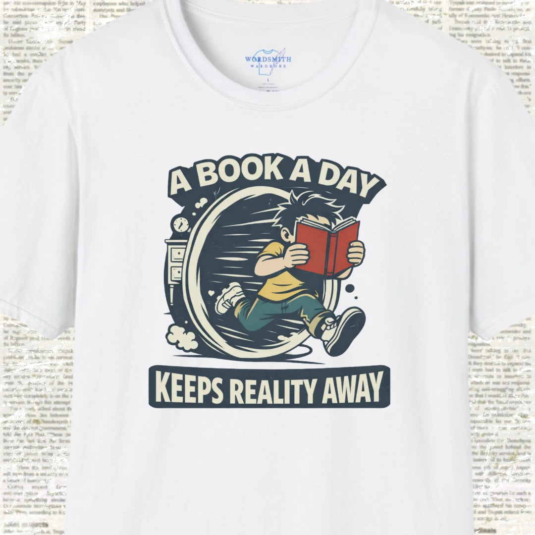 A Book a Day Keeps Reality Away – male - White