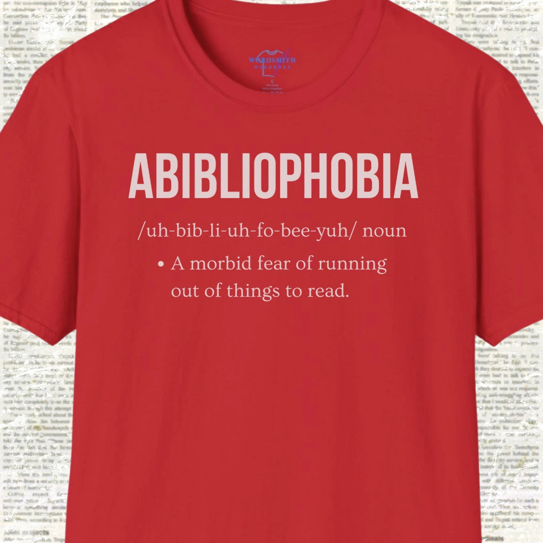 Abibliophobia Definition Shirt - Red
