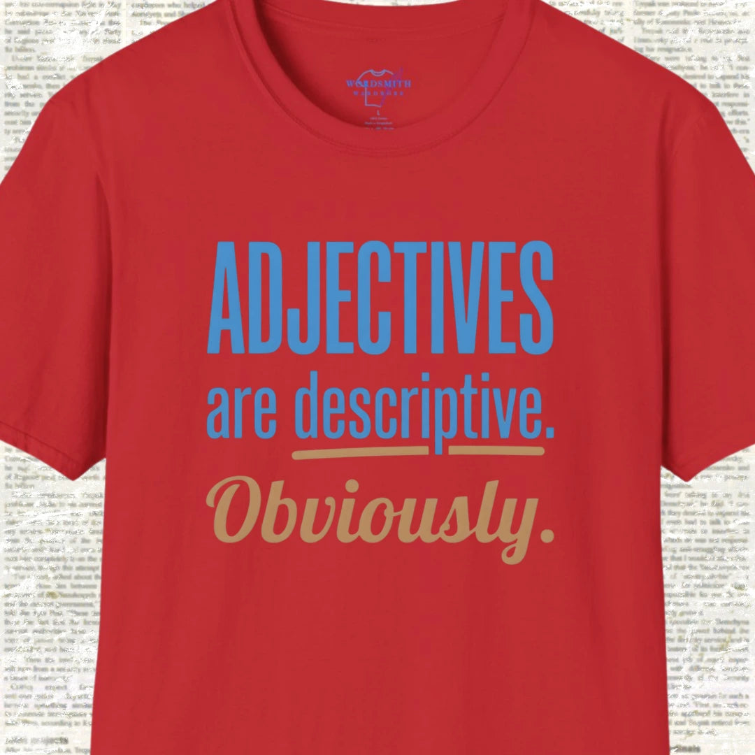 Adjectives Are Descriptive – Grammar Humor - Red