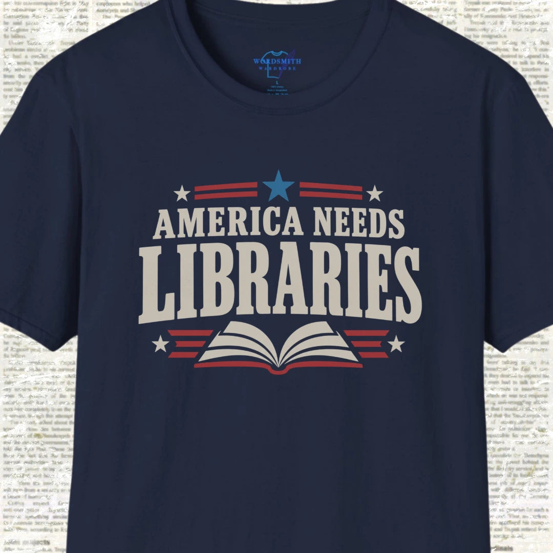 America Needs Libraries T-Shirt - Navy