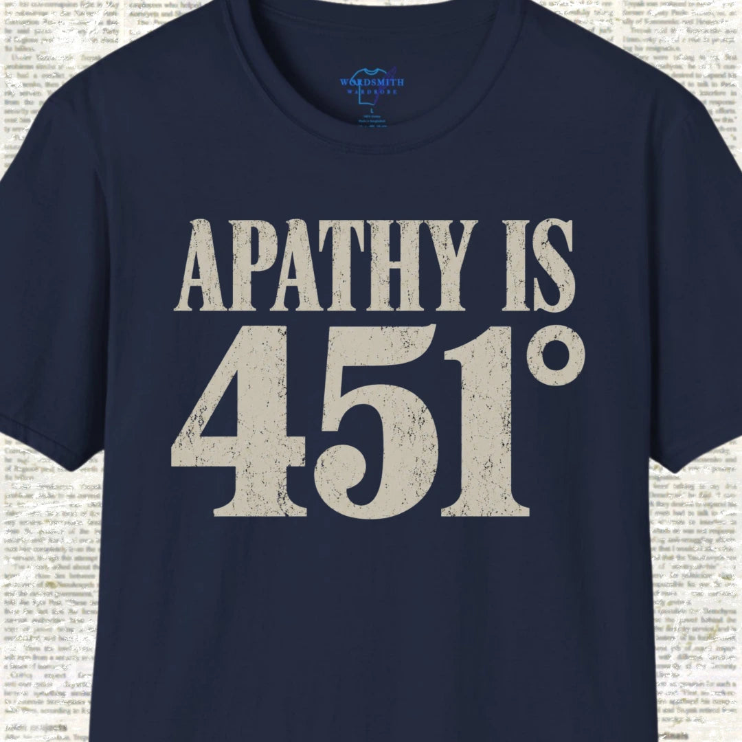 Apathy Is 451° T-Shirt - Navy