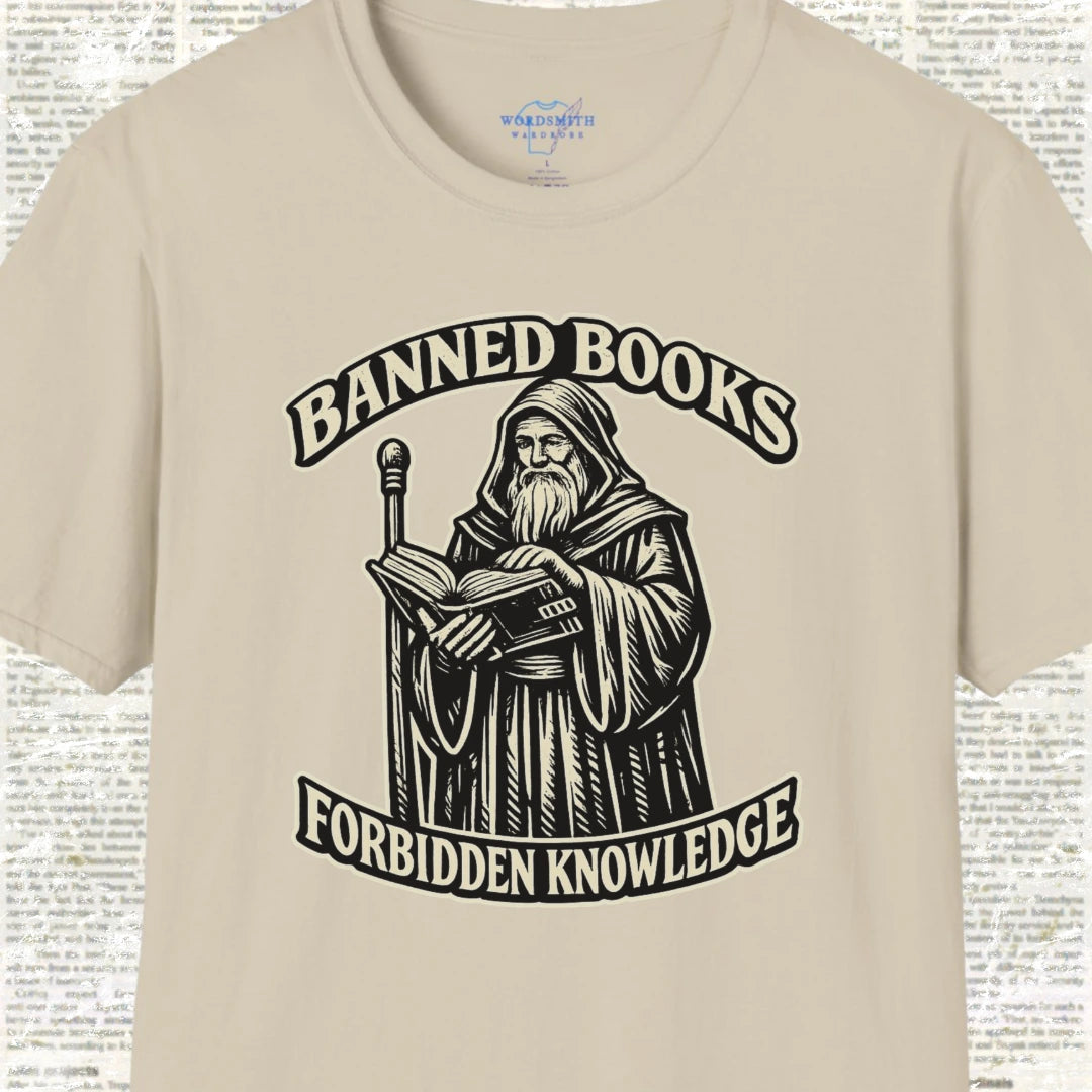 Banned Books, Forbidden Knowledge Shirt - Sand
