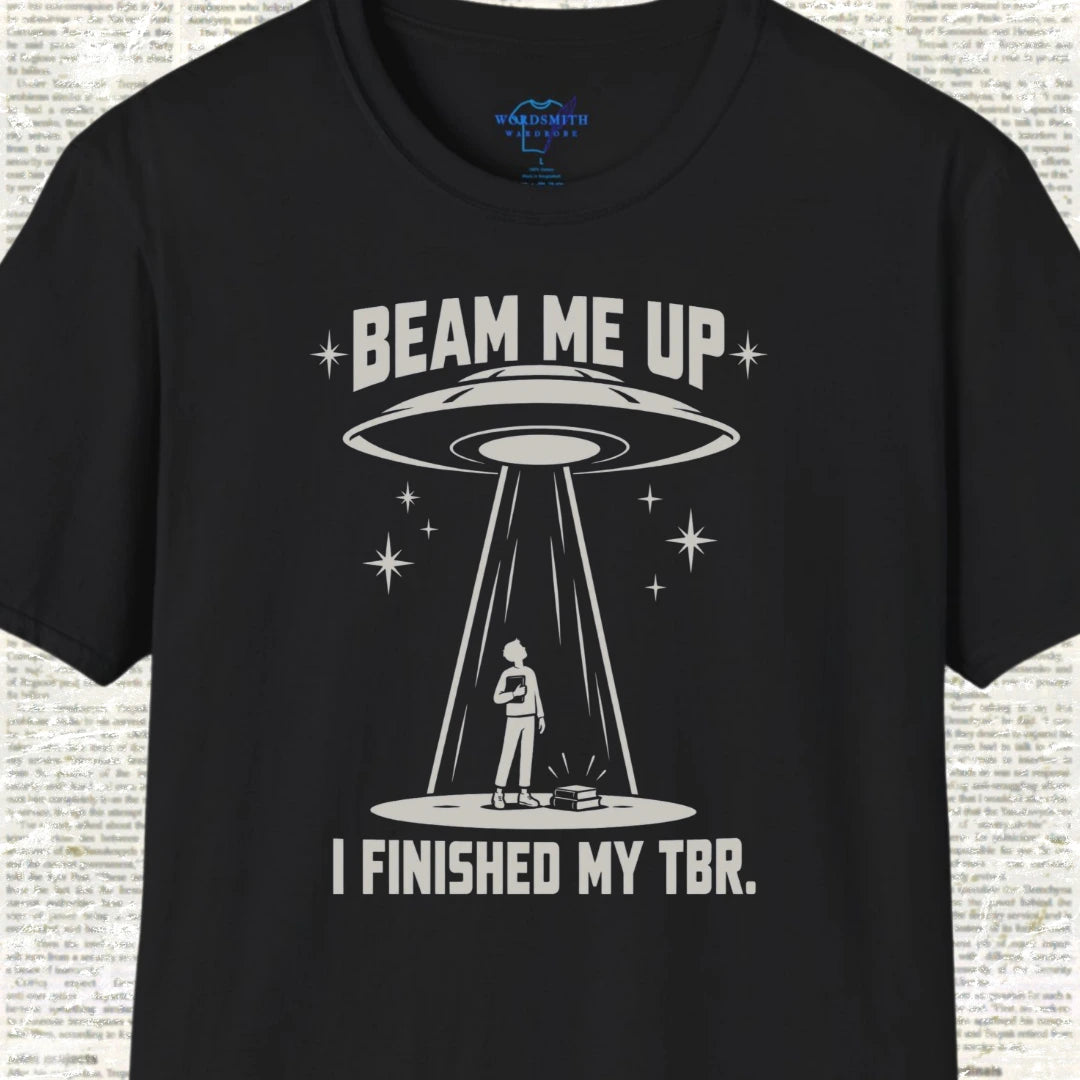 Beam Me Up I Finished My TBR Shirt - Black