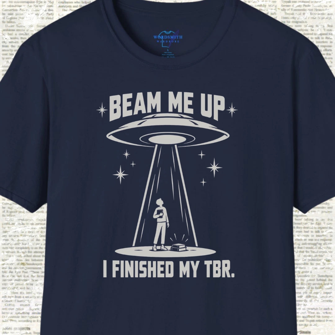Beam Me Up I Finished My TBR Shirt - Navy