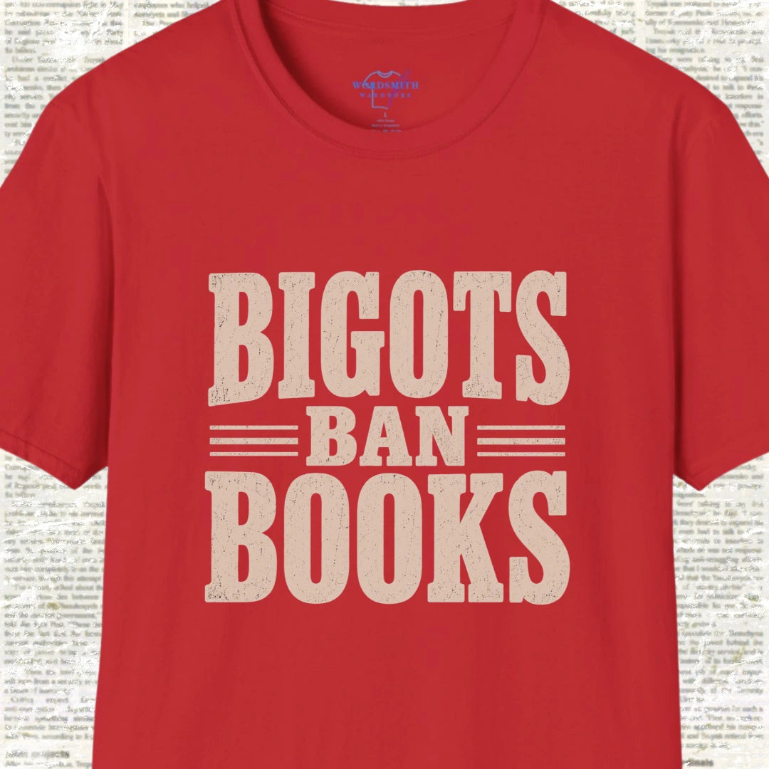 Bigots Ban Books T-Shirt - Red