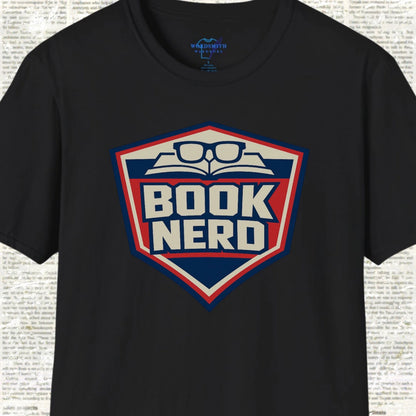 Book Nerd Shield Emblem Shirt - Black