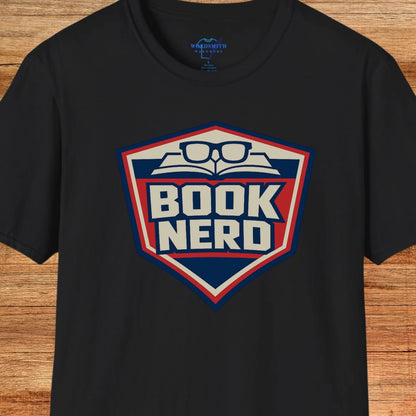 Book Nerd Shield Emblem Shirt - Black
