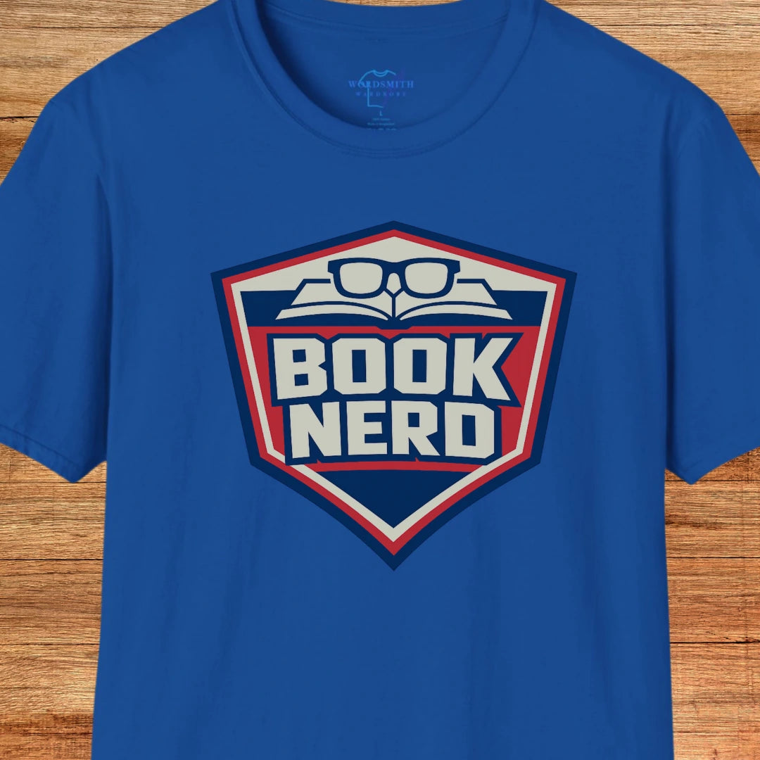 Book Nerd Shield Emblem Shirt - Royal