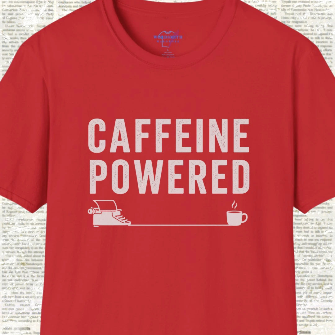 Caffeine Powered Writer Shirt - Red