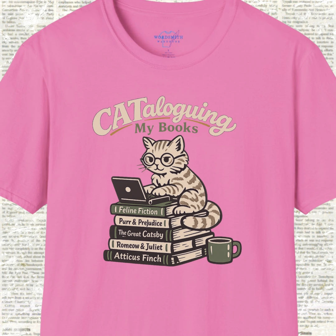 CATaloguing My Books Shirt - Azalea