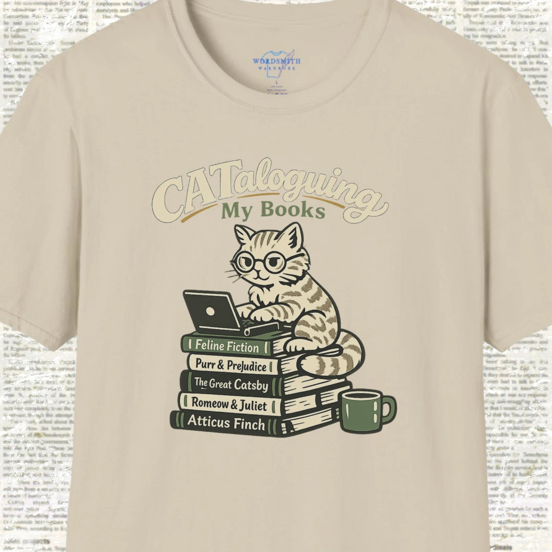 CATaloguing My Books Shirt - Sand