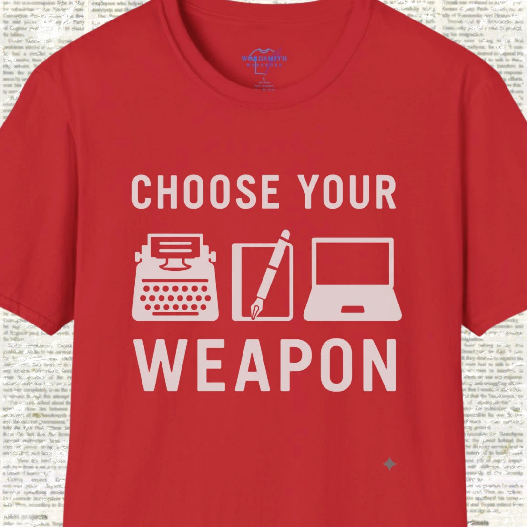 Choose Your Weapon – Writer Shirt - Red
