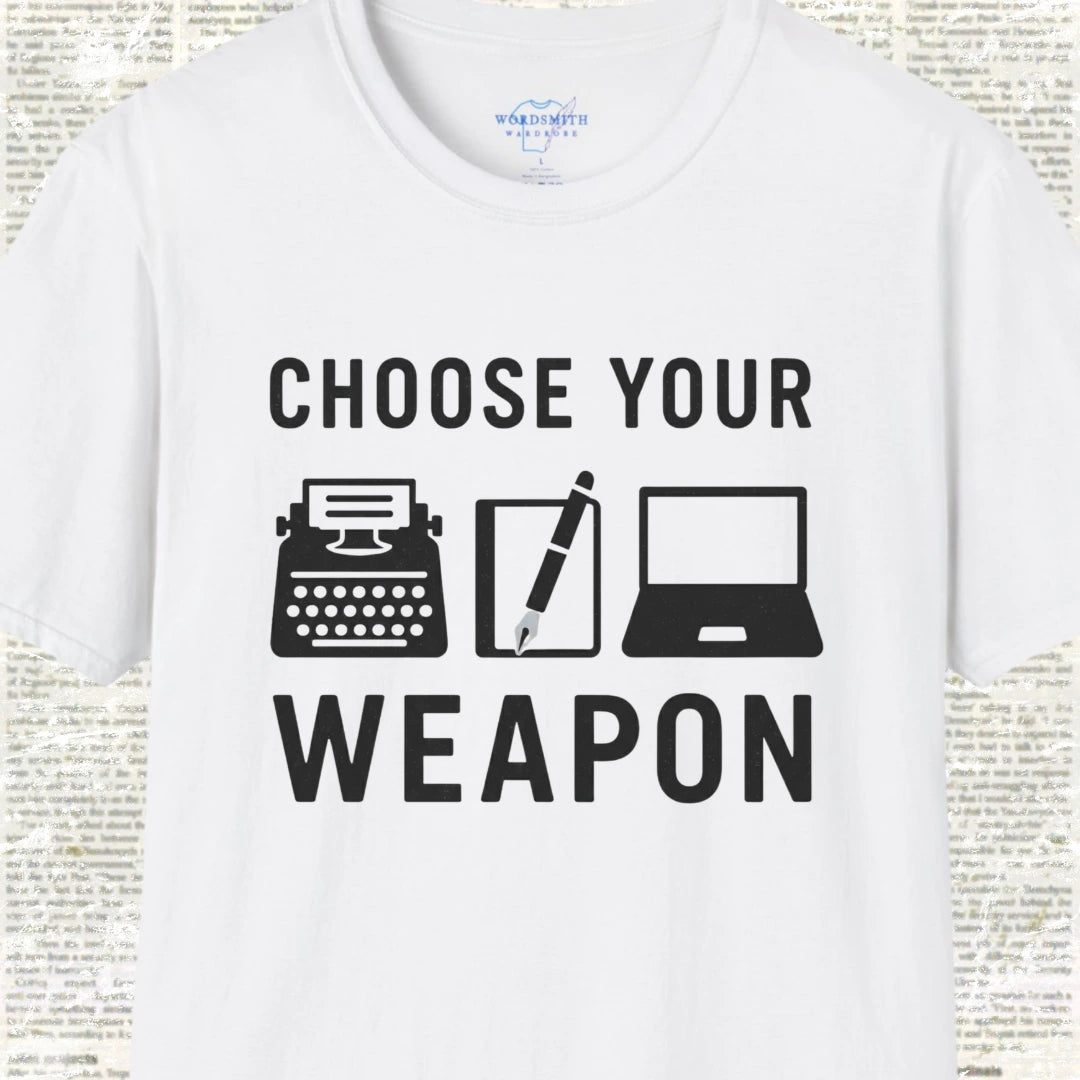 Choose Your Weapon – Writer Shirt - White