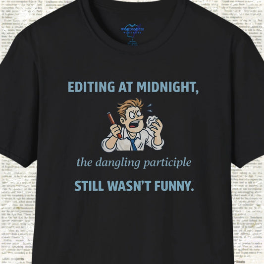 Dangling Participle Grammar Humor Shirt - Black
