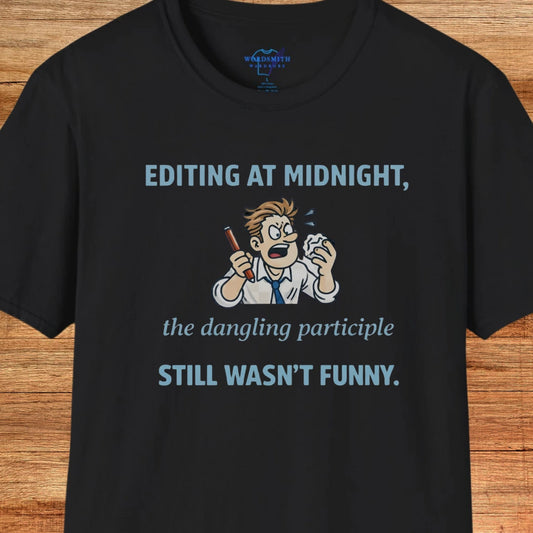 Dangling Participle Grammar Humor Shirt - Black
