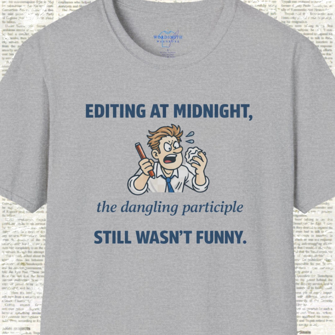 Dangling Participle Grammar Humor Shirt - Sport Grey