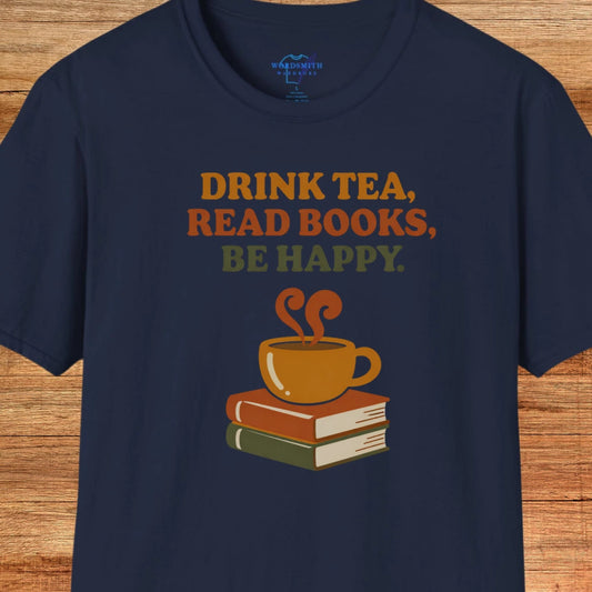 Drink Tea, Read Books, Be Happy - Navy