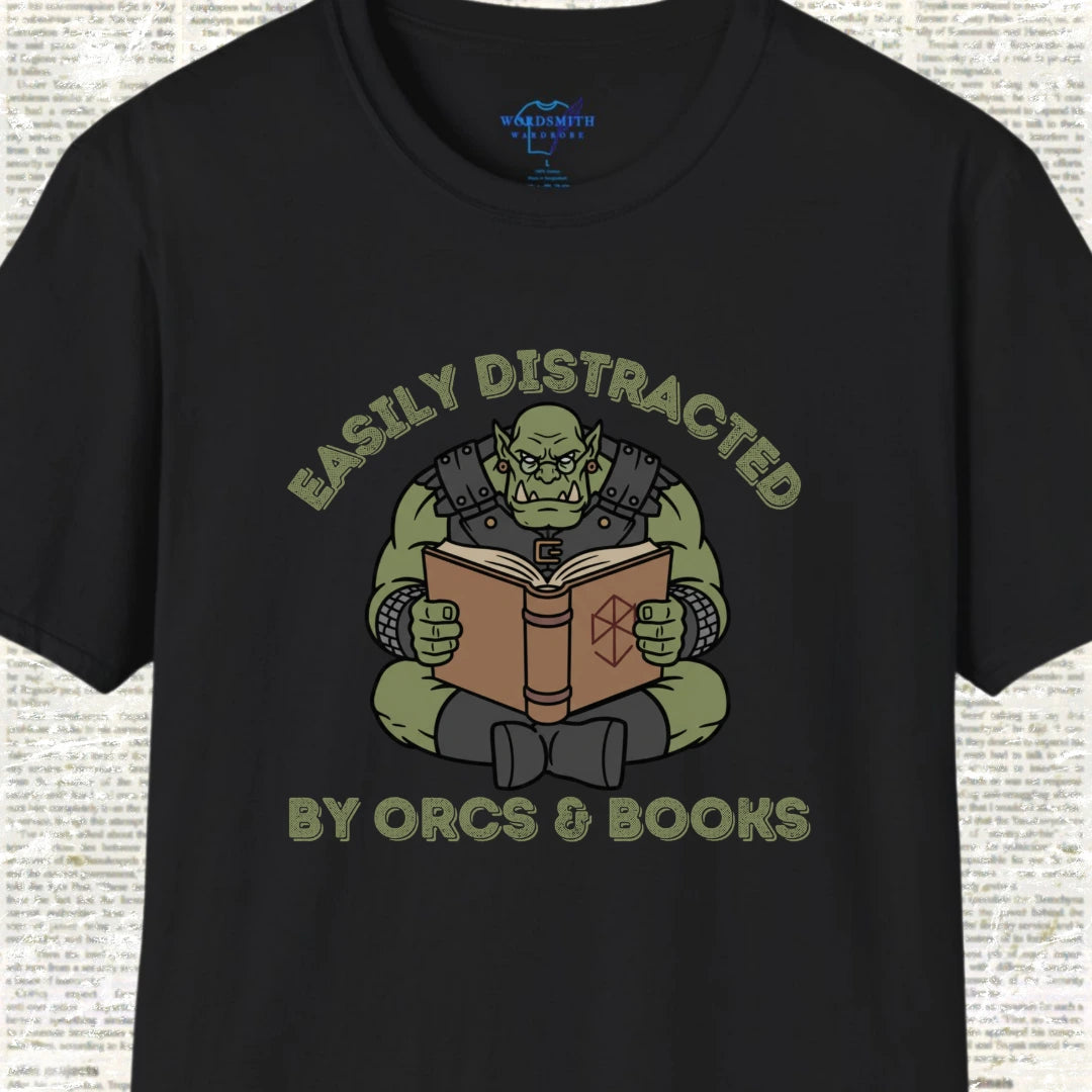 Easily Distracted by Orcs & Books - Black