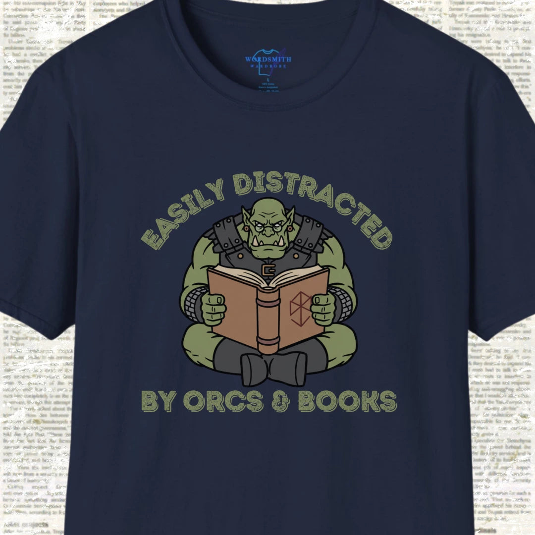 Easily Distracted by Orcs & Books - Navy