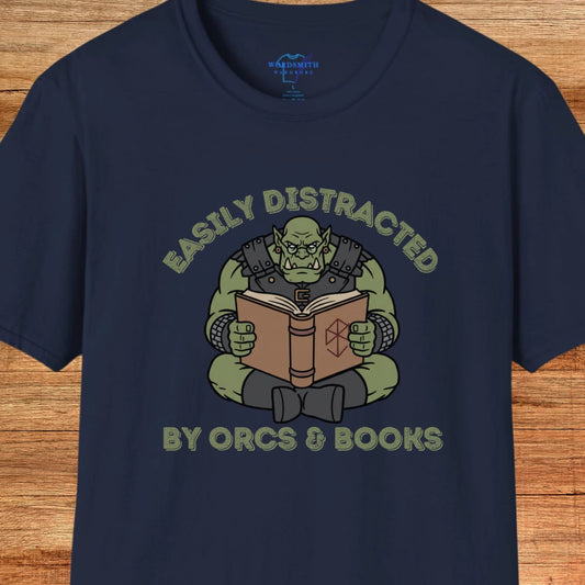 Easily Distracted by Orcs & Books - Navy