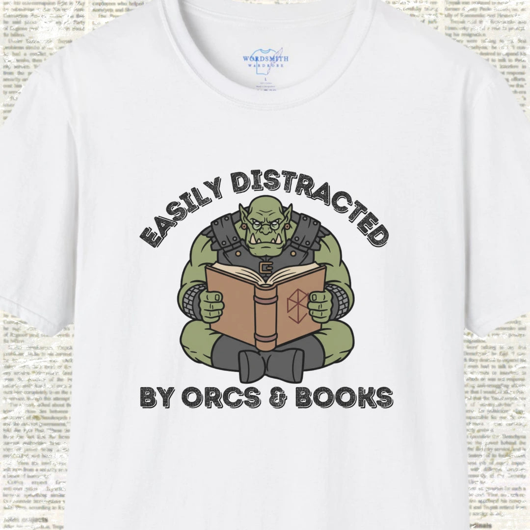 Easily Distracted by Orcs & Books - White