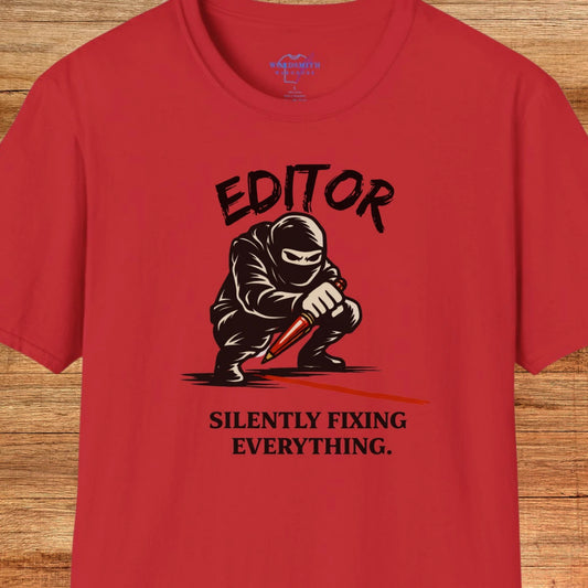 Editor Silently Fixing Everything Shirt - Red