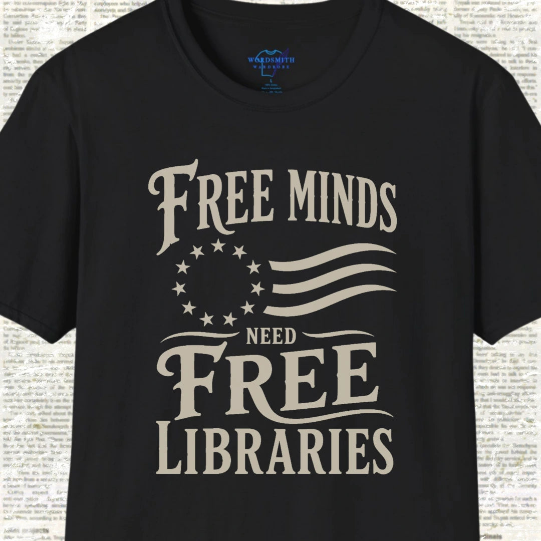 Free Minds Need Free Libraries T-Shirt - Black