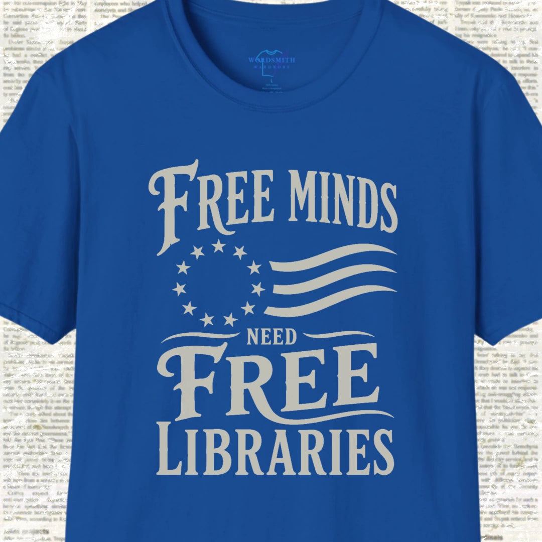Free Minds Need Free Libraries T-Shirt - Royal