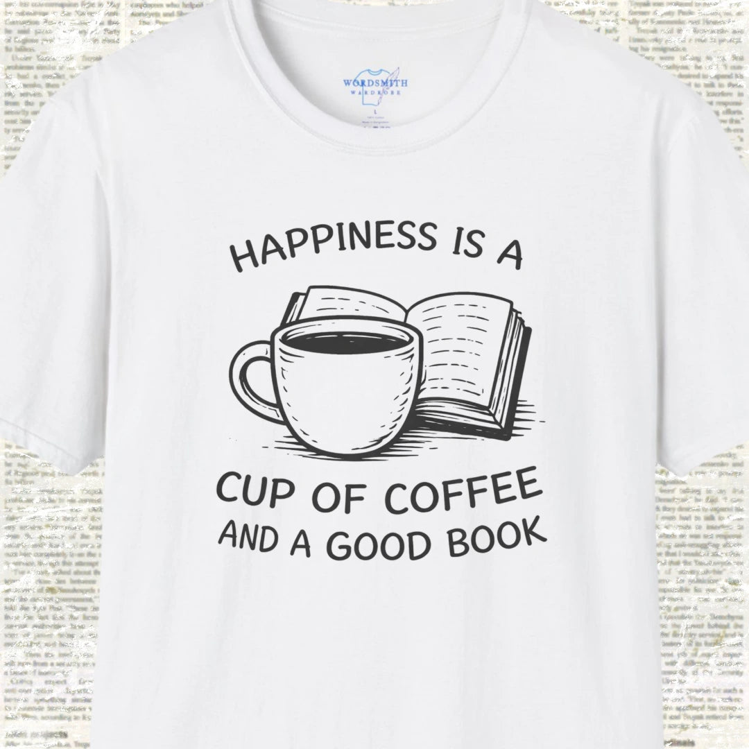 Happiness Is a Cup of Coffee and a Good Book - White