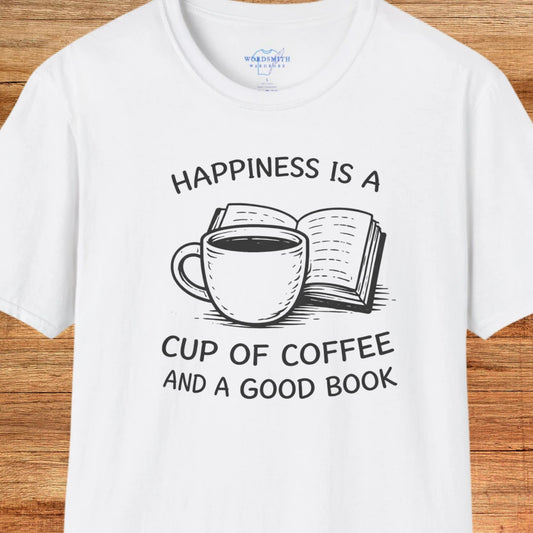 Happiness Is a Cup of Coffee and a Good Book - White