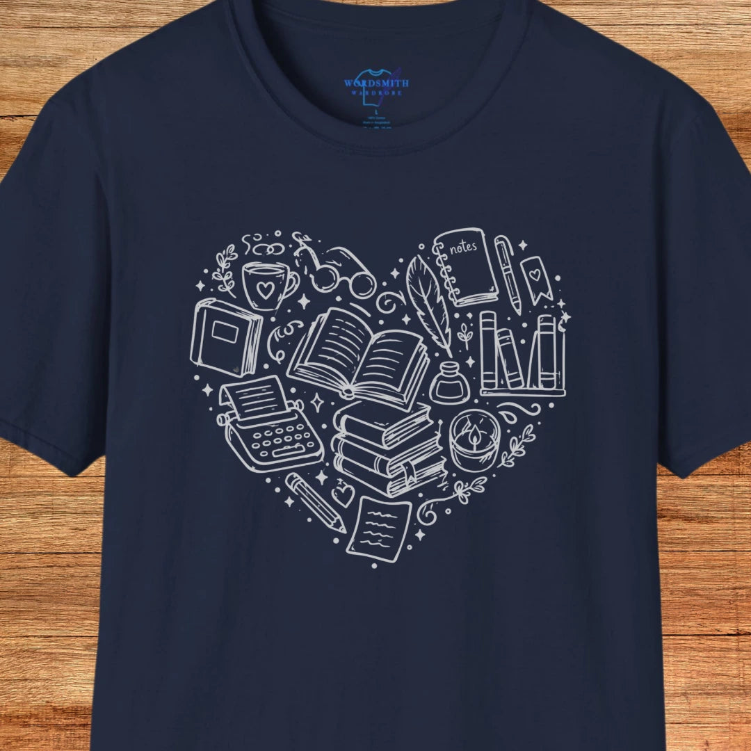 Heart of Writing – Book Lover Shirt - Navy