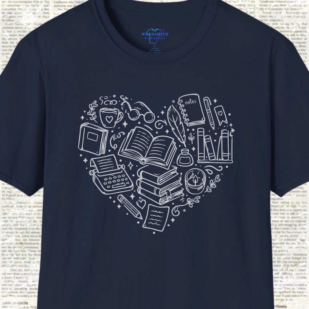 Heart of Writing – Book Lover Shirt - Navy
