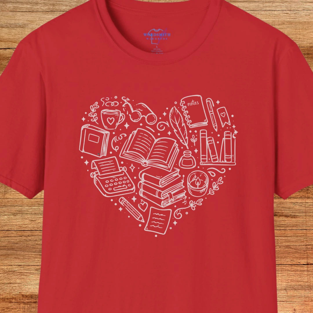 Heart of Writing – Book Lover Shirt - Red