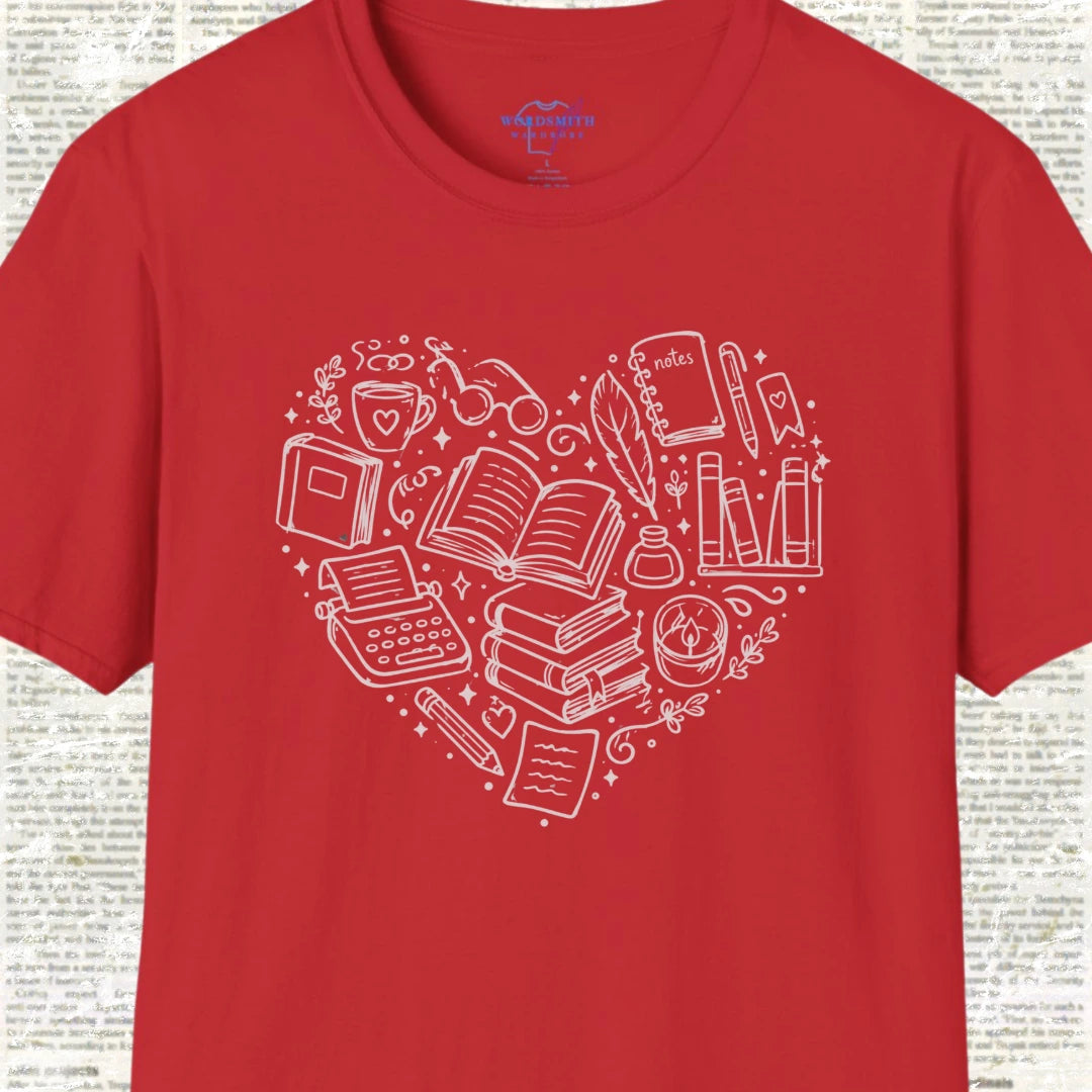 Heart of Writing – Book Lover Shirt - Red