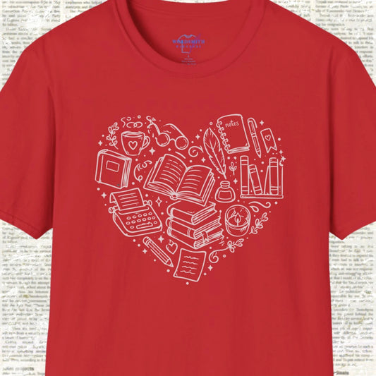 Heart of Writing – Book Lover Shirt - Red