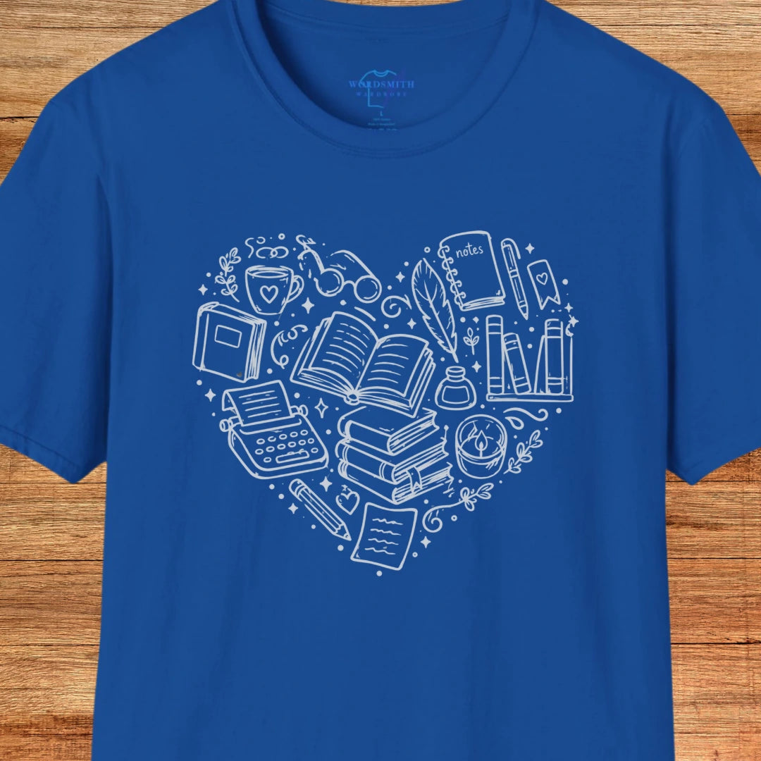 Heart of Writing – Book Lover Shirt - Royal