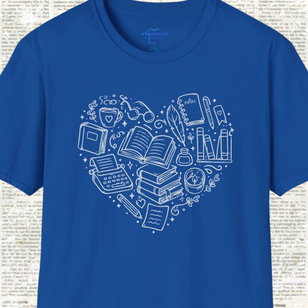 Heart of Writing – Book Lover Shirt - Royal