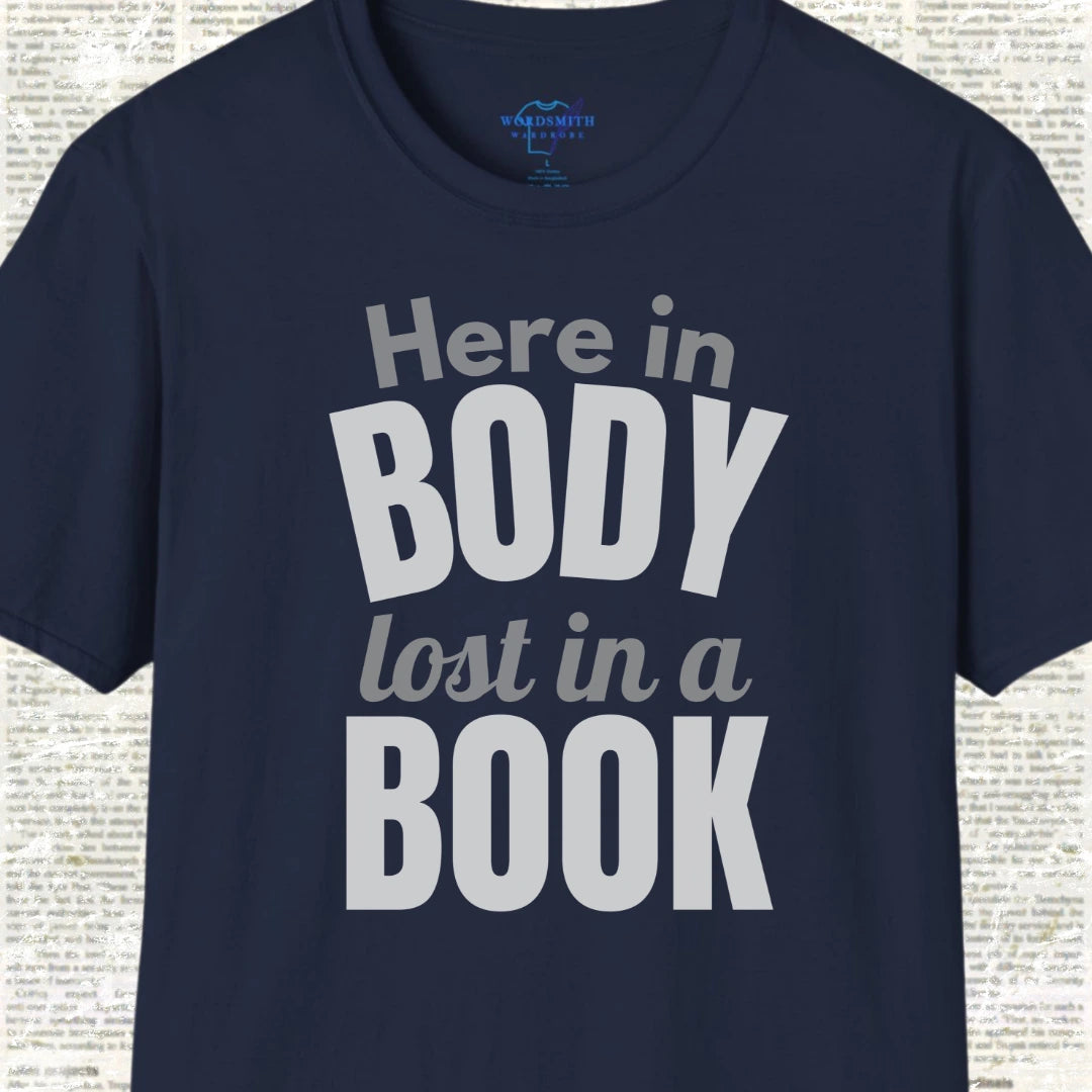 Here in Body, Lost in a Book T-Shirt - Navy