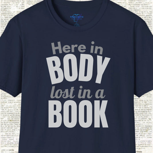 Here in Body, Lost in a Book T-Shirt - Navy