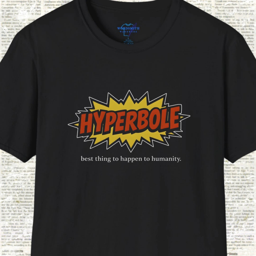 Hyperbole – Funny Grammar Shirt - Black