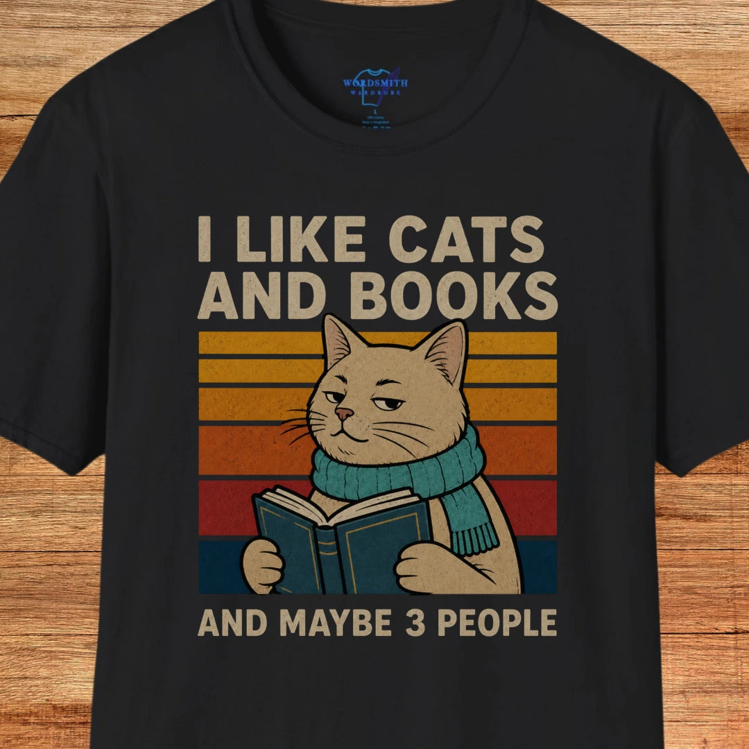 I Like Cats and Books Shirt - Black