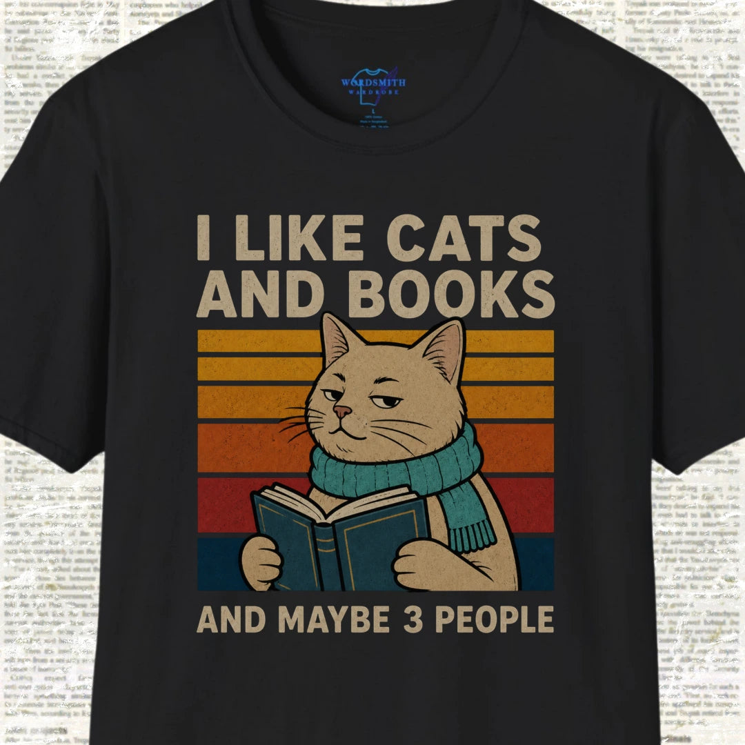 I Like Cats and Books Shirt - Black