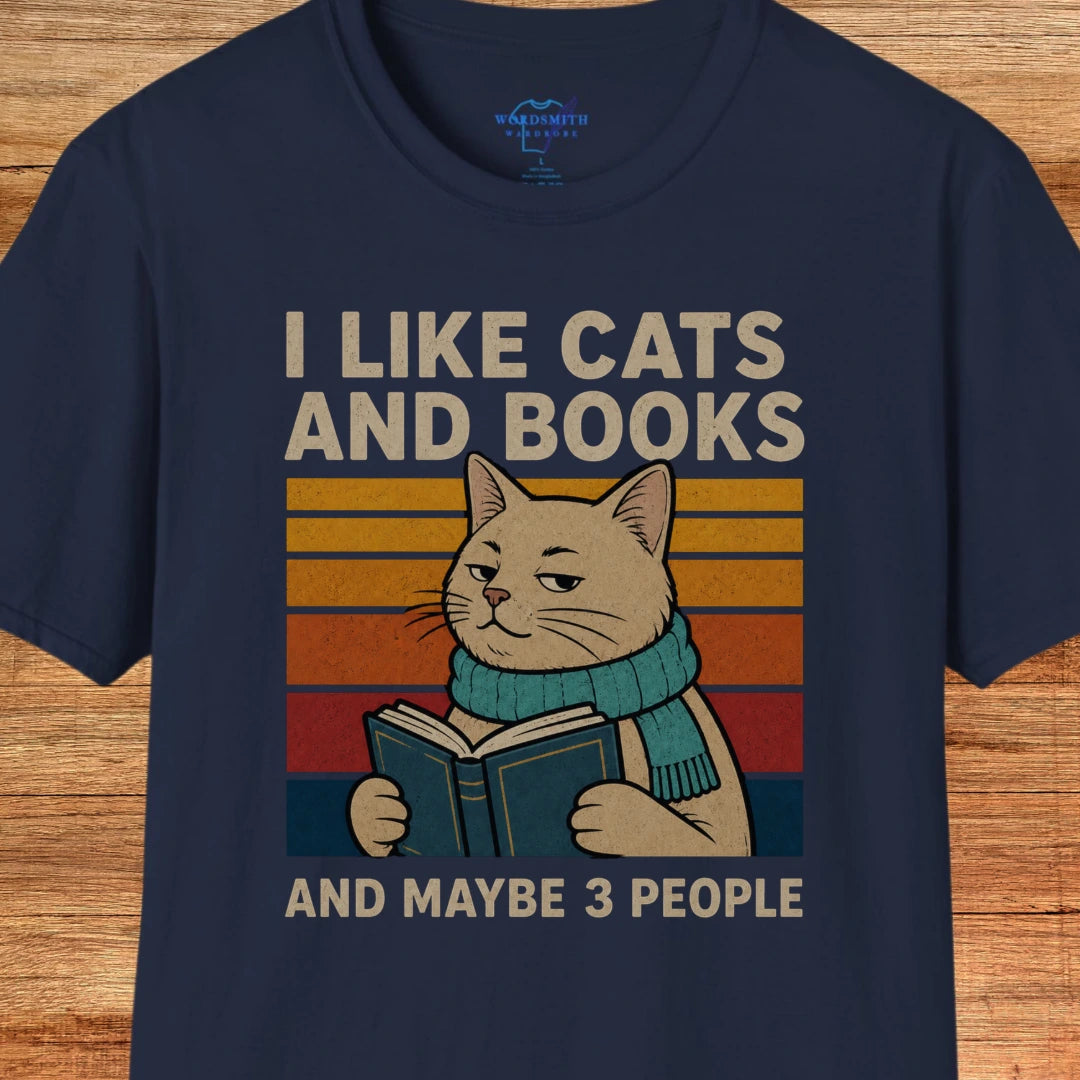 I Like Cats and Books Shirt - Navy
